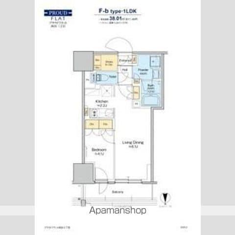 プラウドフラット四谷三丁目(1LDK/10階)の間取り写真