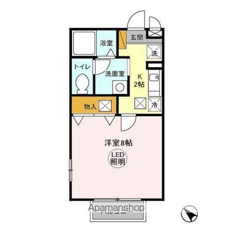 サンピラー(1K/1階)の間取り写真