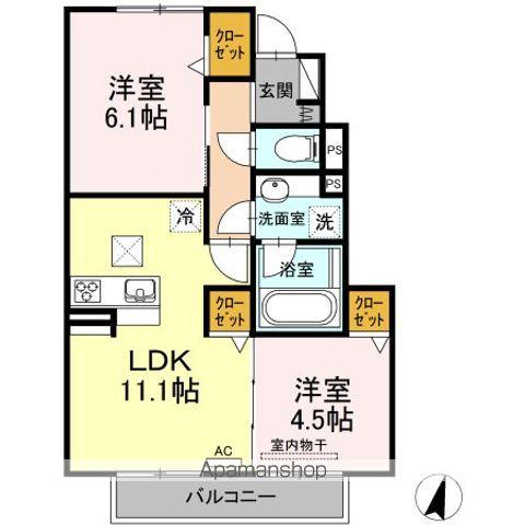 ルミエールASUKA(2LDK/1階)の間取り写真