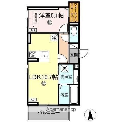 山陽本線 倉敷駅 徒歩15分 3階建 築2年(1LDK/3階)の間取り写真