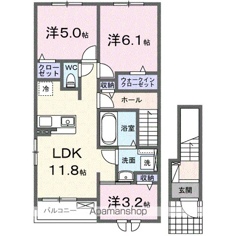 メゾン シュシュ(3LDK/2階)の間取り写真