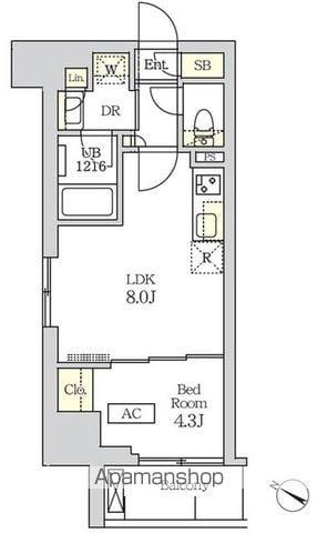 コスモグラシア新宿西早稲田(1LDK/5階)の間取り写真