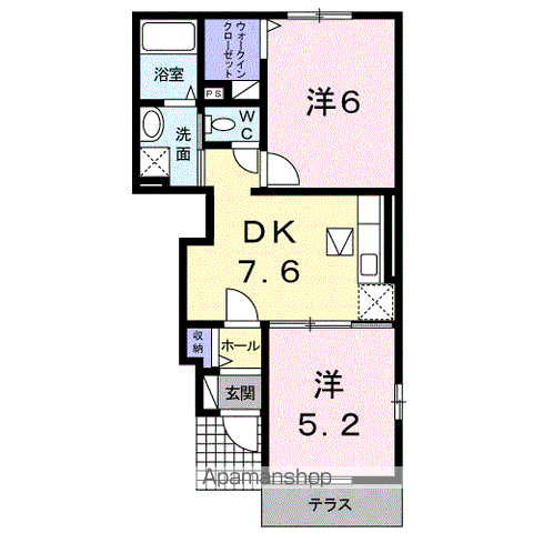 サニーハイツ・キドⅡ(2DK/1階)の間取り写真