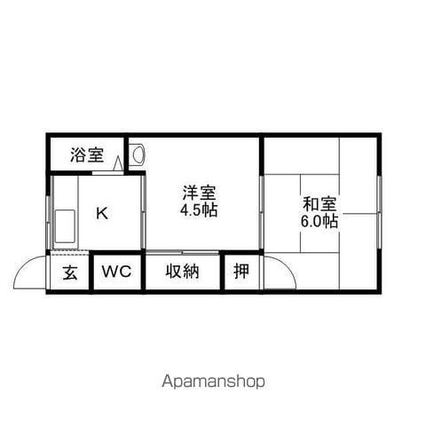 勝見荘(2K/2階)の間取り写真