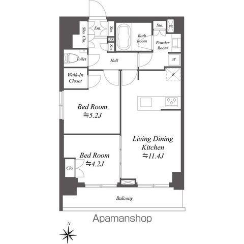 AIFLAT両国(2LDK/9階)の間取り写真