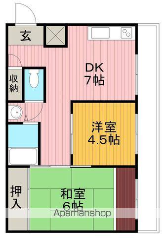 蛍池ハイツ(2DK/5階)の間取り写真