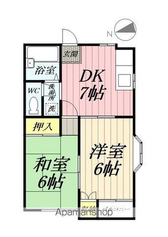 グリーンハイツY(2DK/2階)の間取り写真