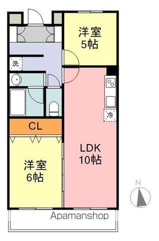 ブエナビスタ東六番丁(2LDK/2階)の間取り写真