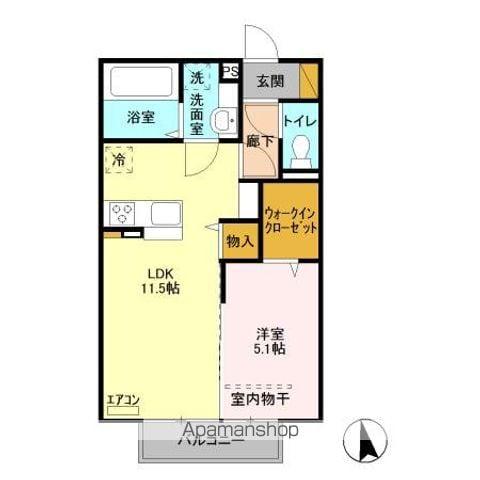 D-ROOM イースト(1LDK/2階)の間取り写真