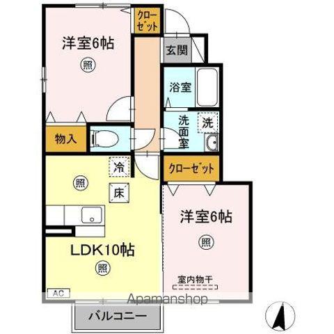 ラフィーネ・キコ(2LDK/1階)の間取り写真