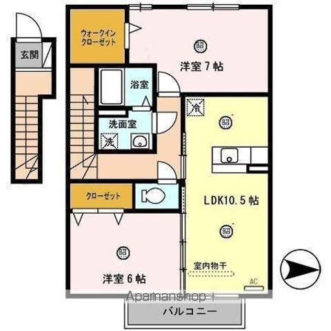 セジュール岡崎(2LDK/2階)の間取り写真