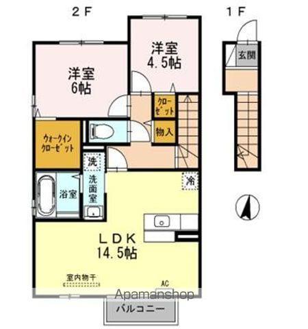 グラン3104 A・B棟(2LDK/2階)の間取り写真