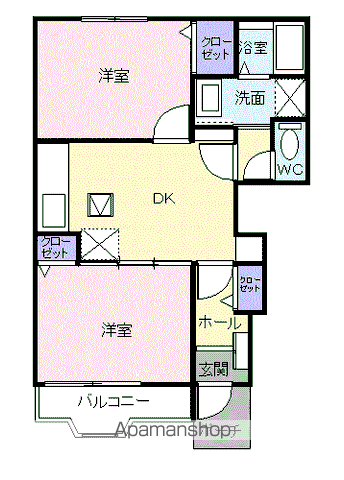 メゾントールHIRO(2DK/1階)の間取り写真