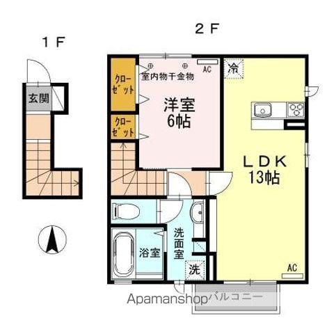 TMフォンテーヌ(1LDK/2階)の間取り写真