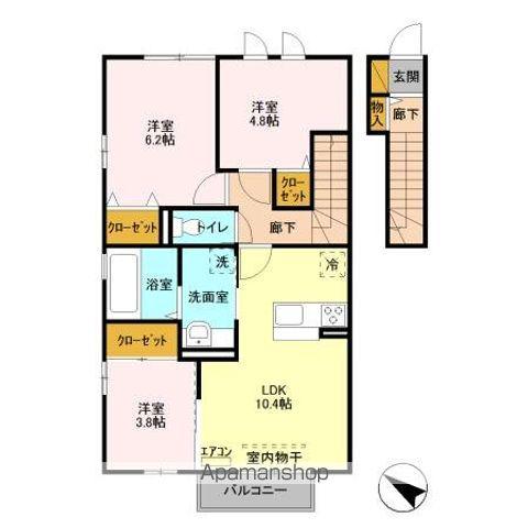 東葉高速鉄道 八千代中央駅 徒歩27分 2階建 築9年(3LDK/2階)の間取り写真