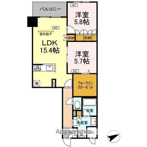 サンジョイアゼロ(2LDK/5階)の間取り写真