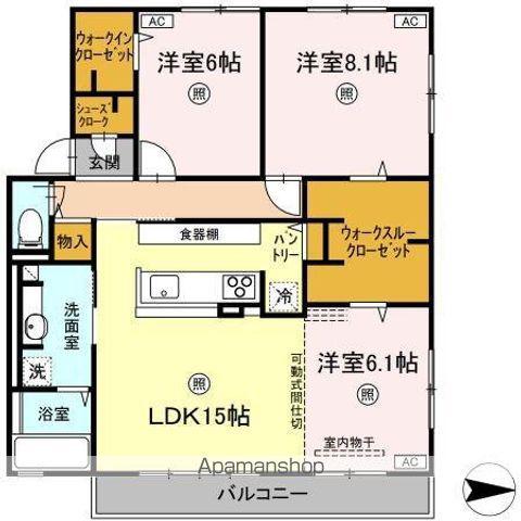 シャルールB(3LDK/2階)の間取り写真