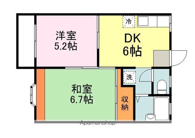 エルハイムB棟(2DK/1階)の間取り写真