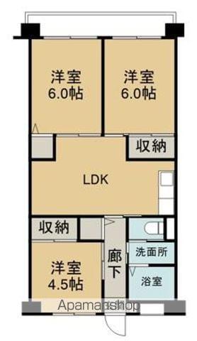 ホンダマンション(3LDK/4階)の間取り写真