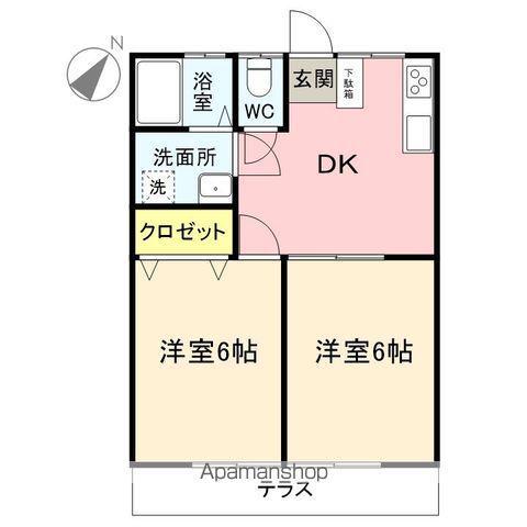 酒井コーポ(2DK/1階)の間取り写真