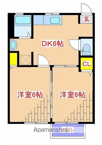 ガーデンヒルズ広瀬C棟(2DK/2階)の間取り写真