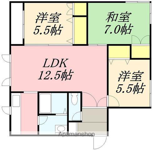 エンドレス五稜郭B(3LDK/2階)の間取り写真