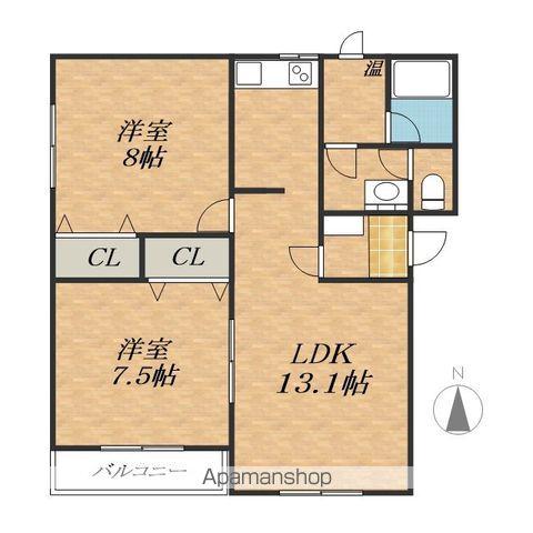 あかつきニュータウンB棟(2LDK/3階)の間取り写真