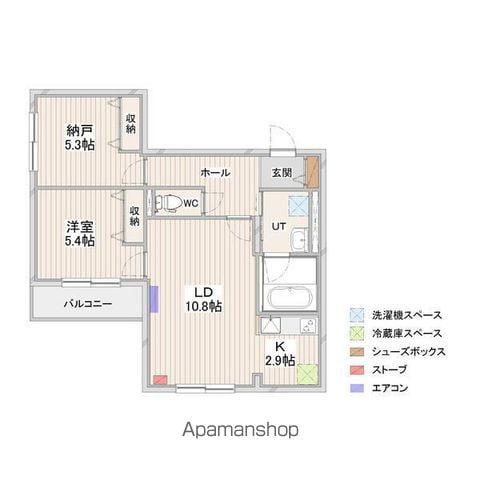 CRESCENDO苗穂駅前(2LDK/3階)の間取り写真
