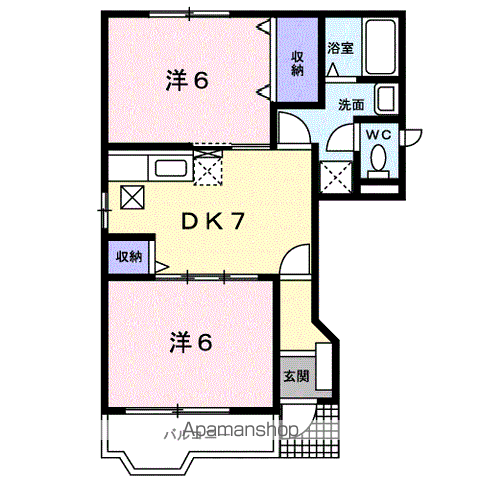 エスパシオⅡ(2DK/1階)の間取り写真