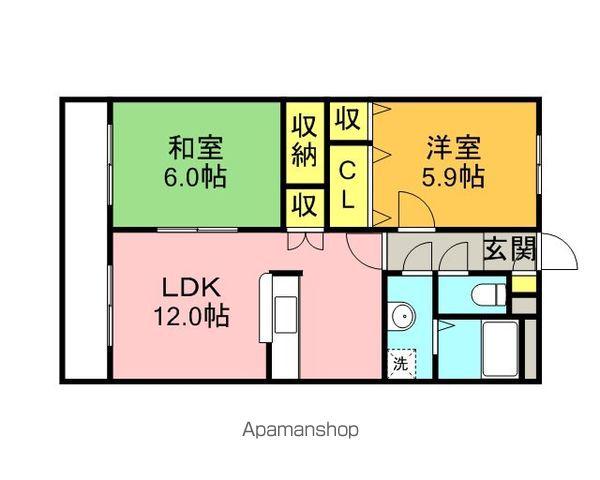 クレセール菜の花(2LDK/2階)の間取り写真