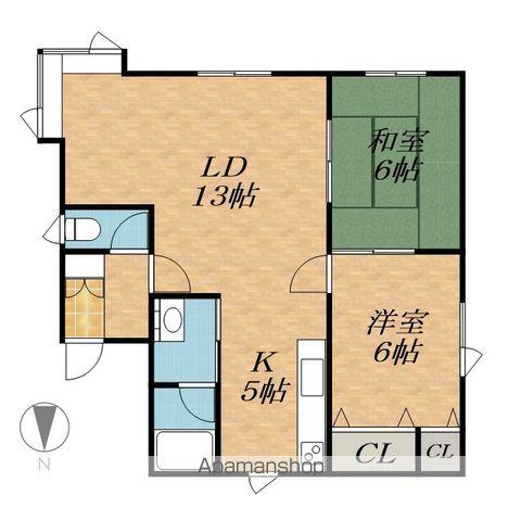 西２４南３上下二戸借家Ａ(2LDK)の間取り写真