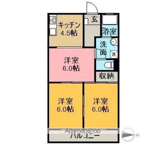グリーンヒルズ桜(3K/2階)の間取り写真