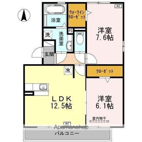 東海道本線 浜松駅 バス乗車時間：20分 萩丘バス停で下車 徒歩20分 3階建 築14年(2LDK/2階)の間取り写真