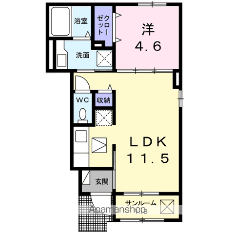 マ・メゾン Ⅳ(1LDK/1階)の間取り写真