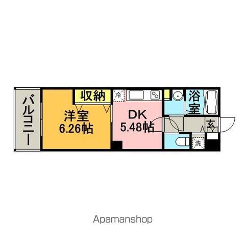 フローレス東比恵(1DK/6階)の間取り写真