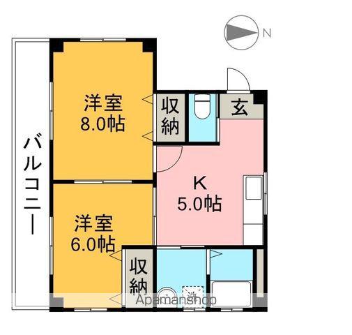 北村ビル(2K/2階)の間取り写真