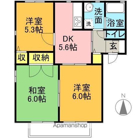 コンフォートⅠ(3DK/2階)の間取り写真