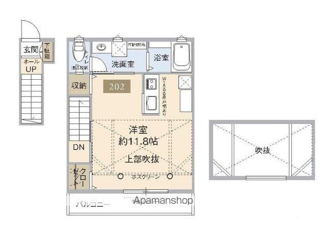 GRENCIAⅢ 上北台Ⅱ(ワンルーム/2階)の間取り写真