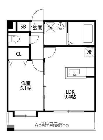 LUCIS千早(1LDK/4階)の間取り写真