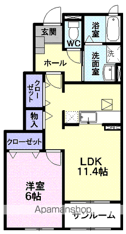 サニーブライトⅡ(1LDK/1階)の間取り写真