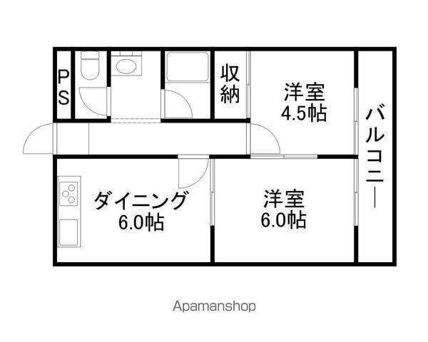 桜宮マンション(2DK/3階)の間取り写真