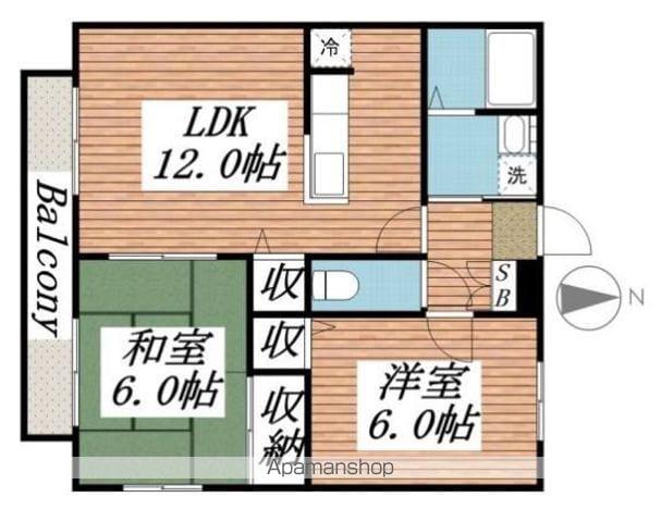 フェアリーヒルB(2LDK/2階)の間取り写真