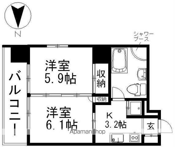 レインボーピア記念橋(1DK/6階)の間取り写真