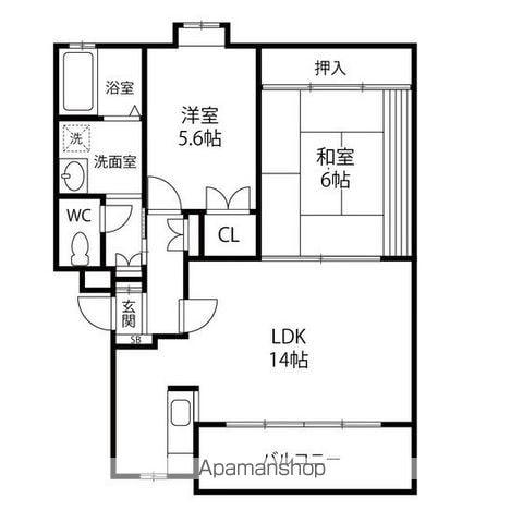 ストークコート高澤(2LDK/2階)の間取り写真