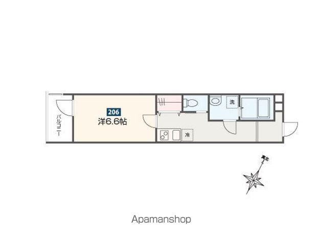 MELDIA福生Ⅲ(1K/2階)の間取り写真