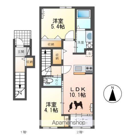 ひたちなか市勝倉アパートB棟(2LDK/2階)の間取り写真