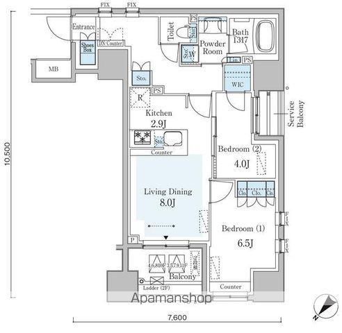 GRAN PASEO横濱関内PREMIUM(2LDK/9階)の間取り写真