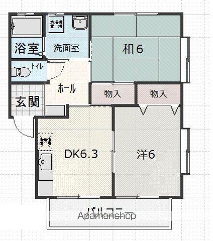 小笠原ハイツ A(2DK/2階)の間取り写真