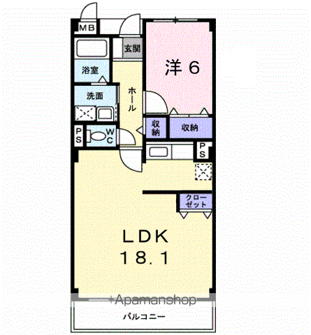 グランド・メール(1LDK/1階)の間取り写真