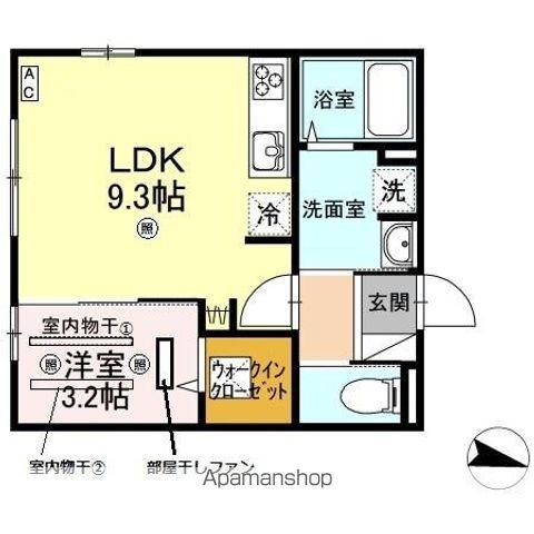 アップス大町DⅡ(1LDK/1階)の間取り写真